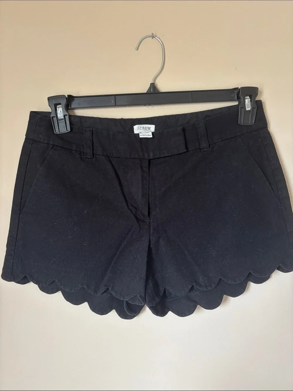J. Crew Black Scalloped Hem High-Waist Women's Shorts